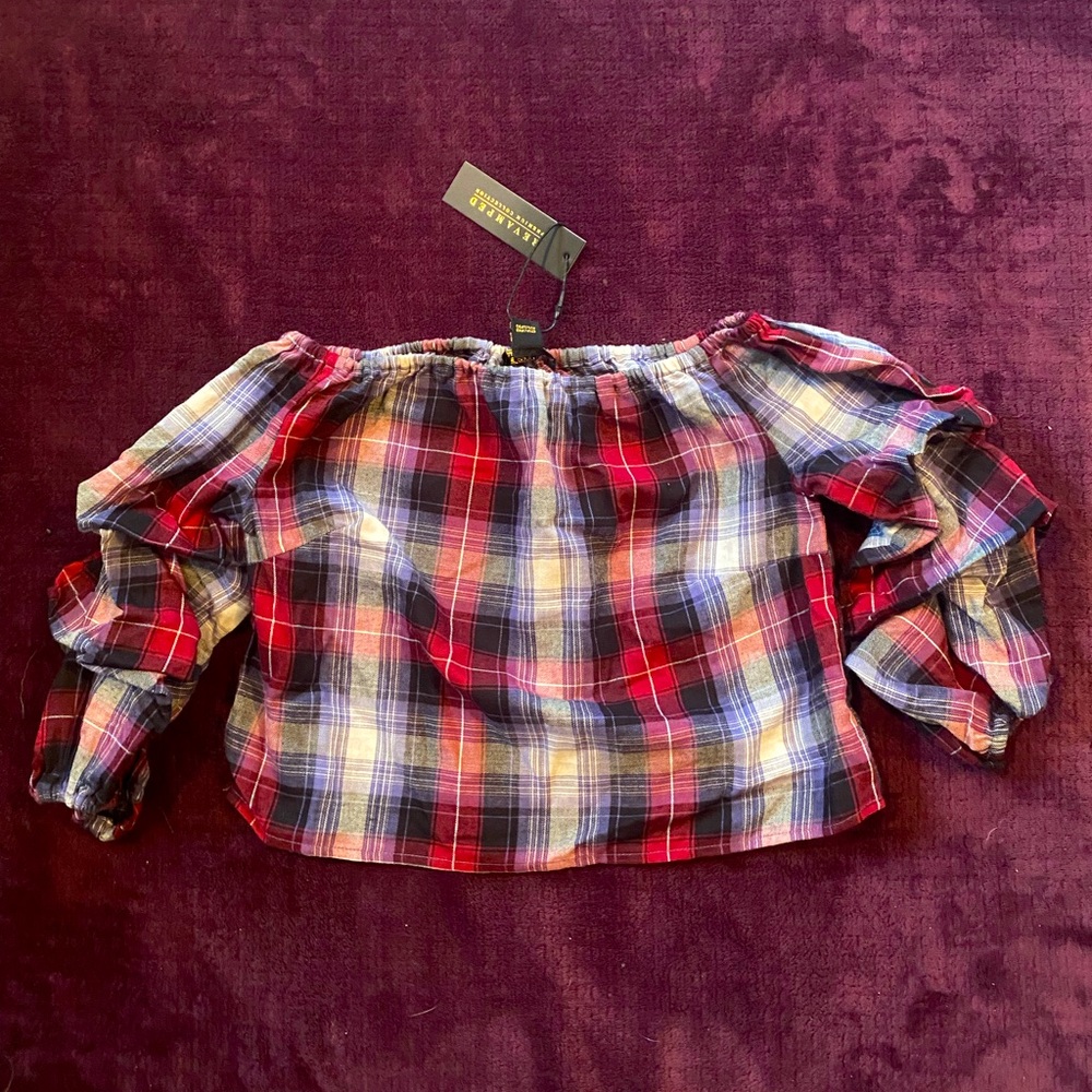 Plaid pattern crop top NWT